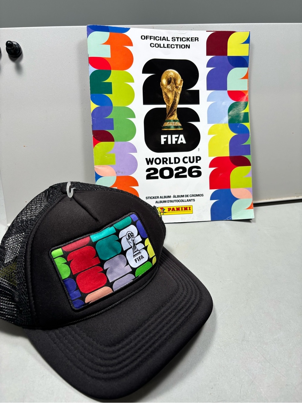 FIFA 2026 World Cup Black Trucker Hat with Multicolor Sticker Collection
